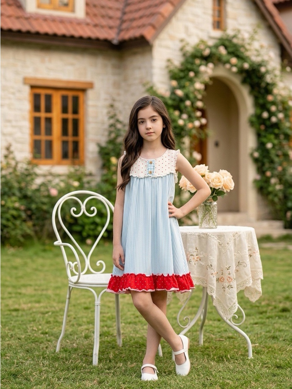 SweetHoney girls Tunic dress set with matching shorts Size 10 EUC